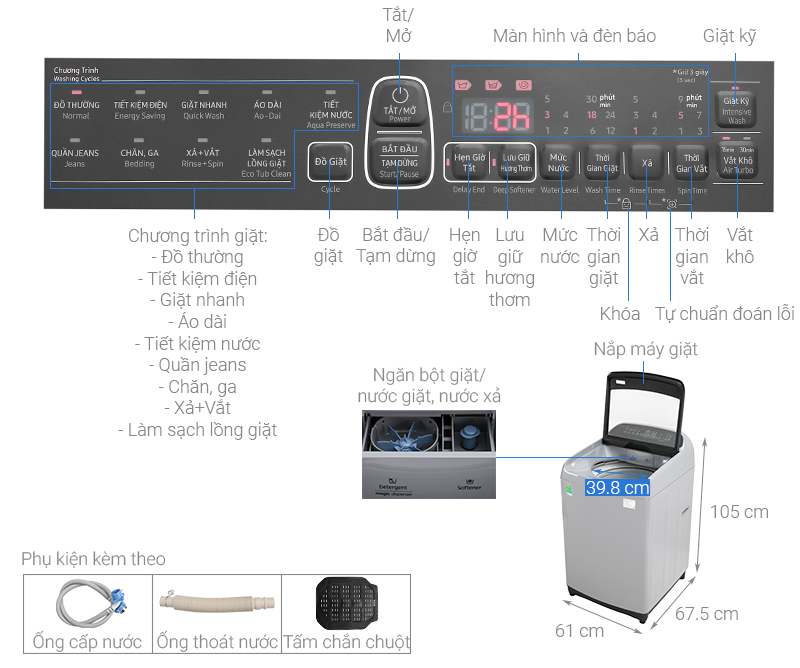 Máy giặt Samsung WA90T5260BY/SV Inverter 9 kg