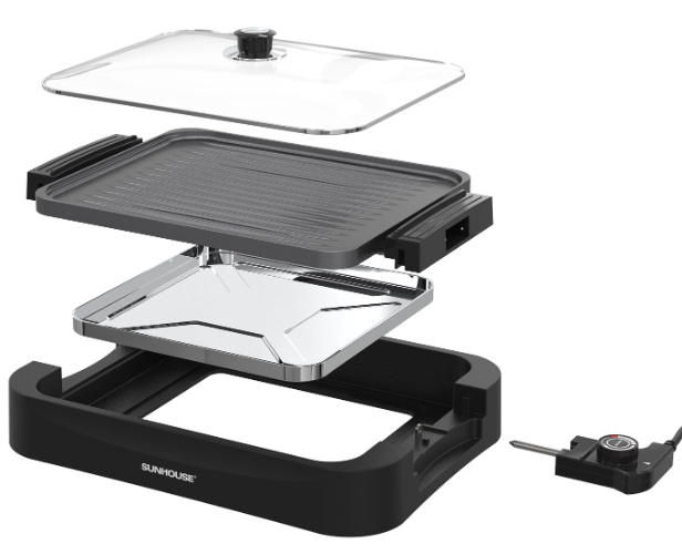 Vỉ nướng điện Sunhouse SHD4604 1700W có nắp kính