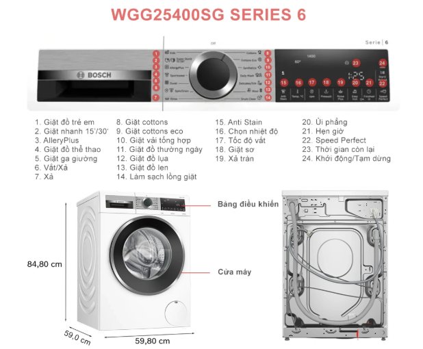Máy giặt Bosch WGG25400SG seri 6 cửa trước 10kg