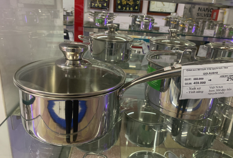 Quánh inox 304 Glaub QGLAUB18 3 lớp nguyên khối, 18cm