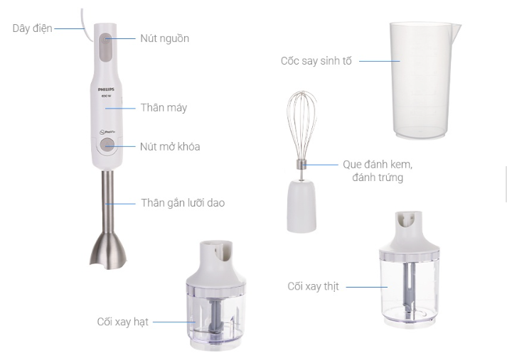 Máy xay đa năng cầm tay Philips HR2537/00 650W