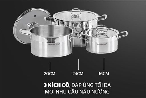 BỘ NỒI INOX SUNHOUSE MAMA 5 ĐÁY SH784