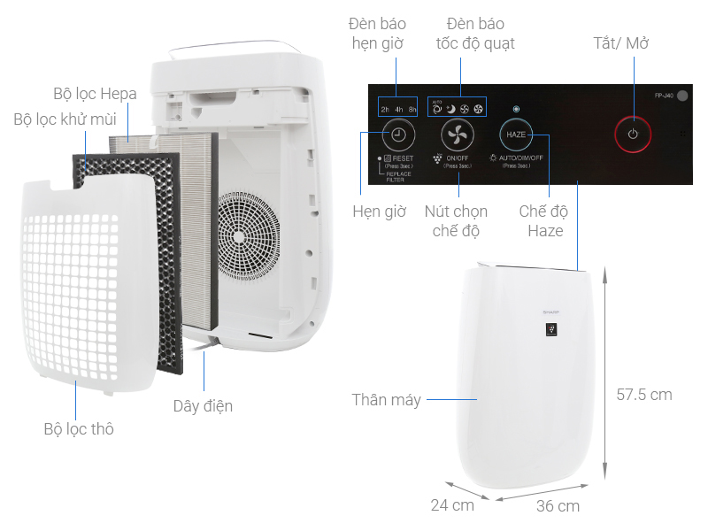 Máy lọc không khí Sharp FP-J40E-W 23W