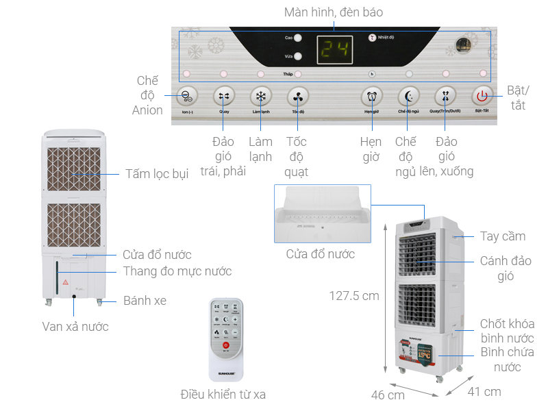 Quạt điều hòa Sunhouse SHD7756