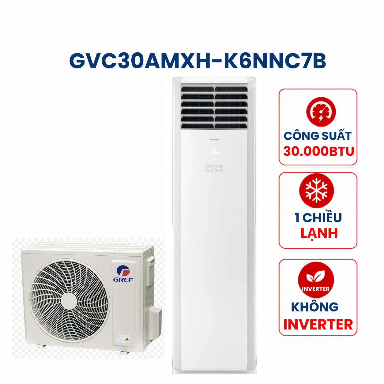 Điều hòa tủ đứng Gree 1 chiều 30000BTU GVC30AMXH-K6NNC7B