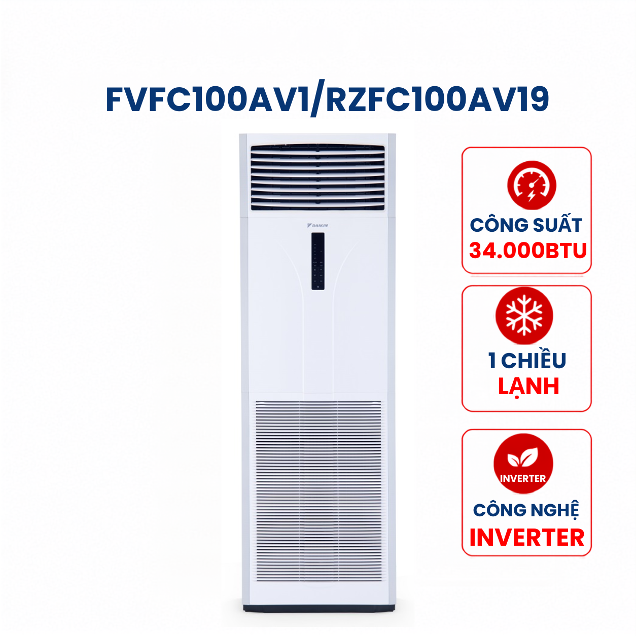 Điều hòa tủ đứng Daikin 1 chiều Inverter 34.000Btu FVFC100AV1/RZFC100AV19
