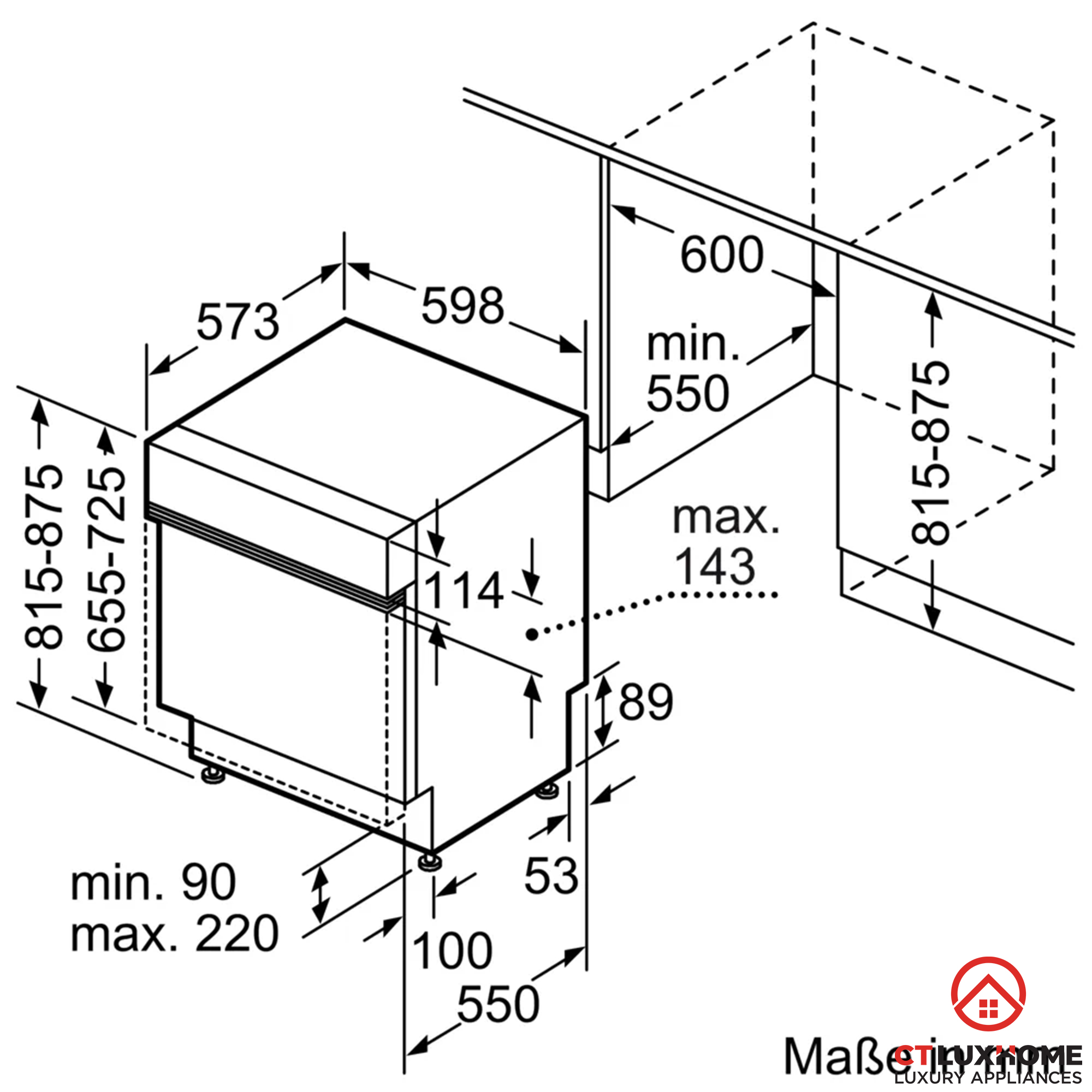 Máy Rửa Bát Bosch SMI6ECS10E Seri 6 Bán Âm Sấy Hé Cửa Tự Động