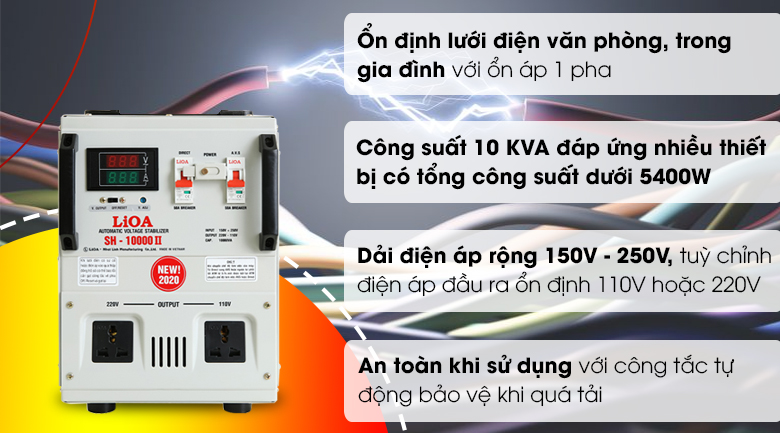 Ổn áp LiOA SH-10000II 10kVA dải 150-250V