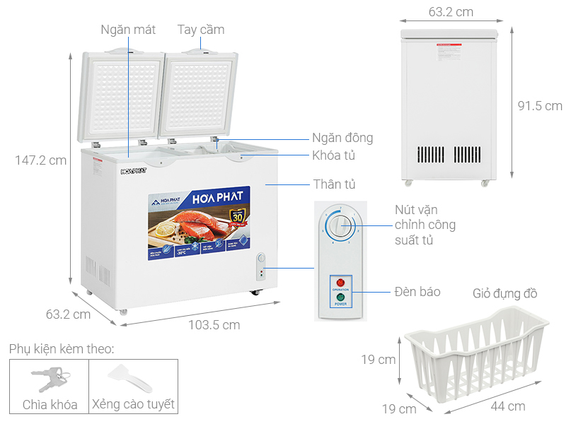 Tủ đông Hòa Phát HPF BD6205 205 Lít, 2 chế độ