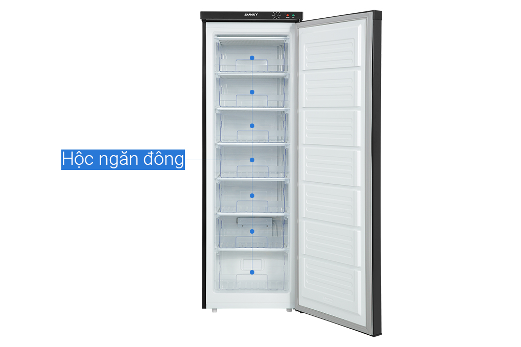 Tủ đông đứng Sanaky VH-230VD3 Inverter 213L, màu đen