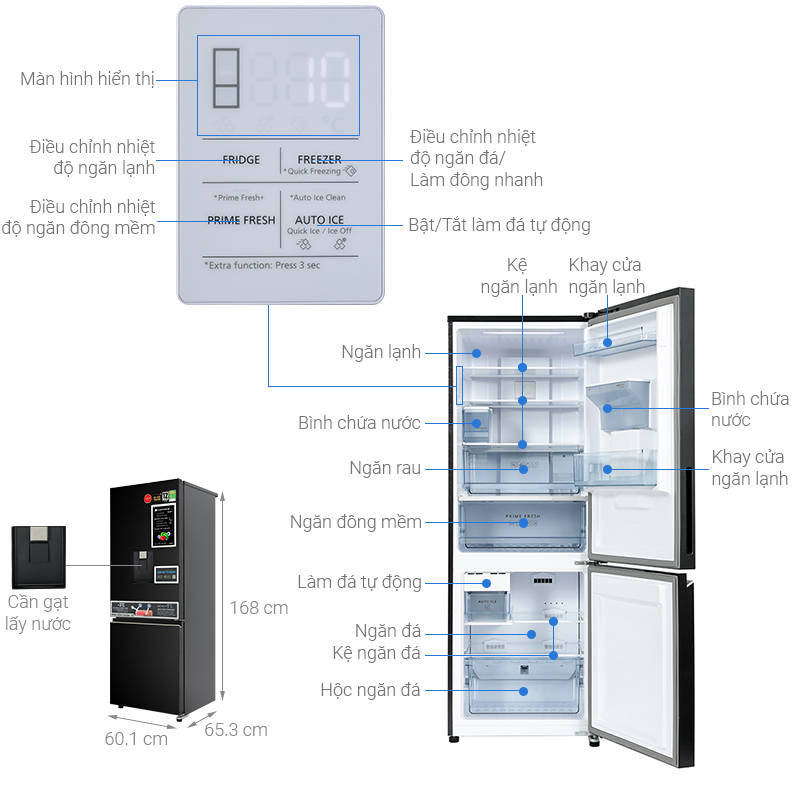 Tủ lạnh Panasonic NR-BV331WGKV Inverter 300 lít