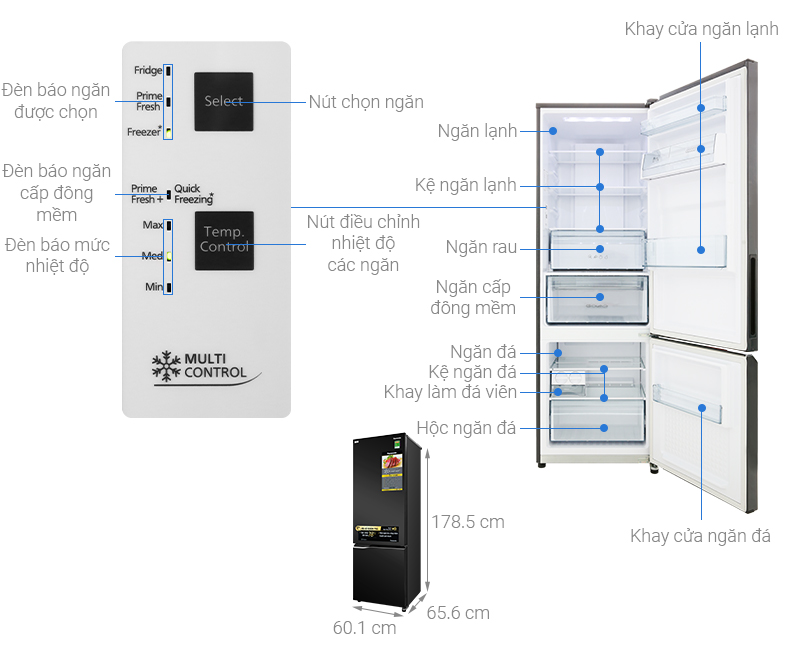 Tủ lạnh Panasonic NR-BC360QKVN Inverter 322 lít