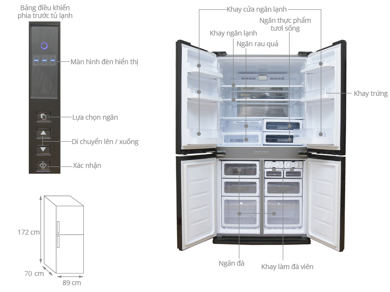 Tủ lạnh Sharp SJ-FX631V-SL Inverter 626 lít