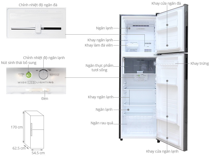 Tủ lạnh Sharp SJ-X281ESL Inverter 271 lít