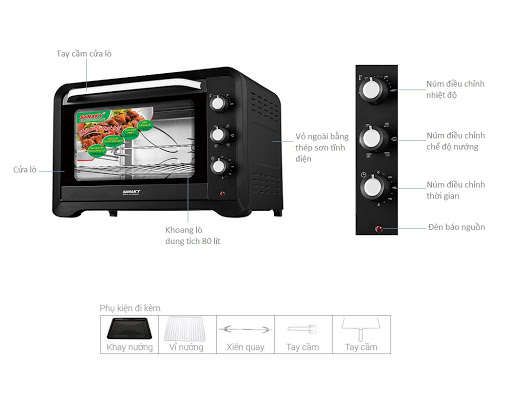 Lò nướng Sanaky VH809S2D 80 lít