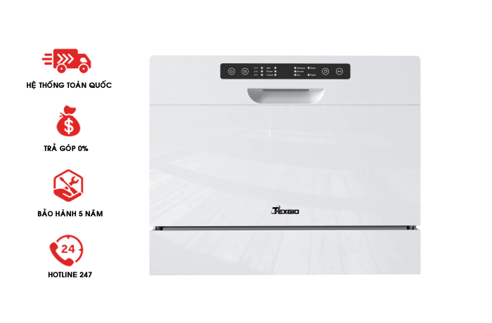 Máy rửa bát Texgio TG-DT2022A mini 6 bộ độc lập
