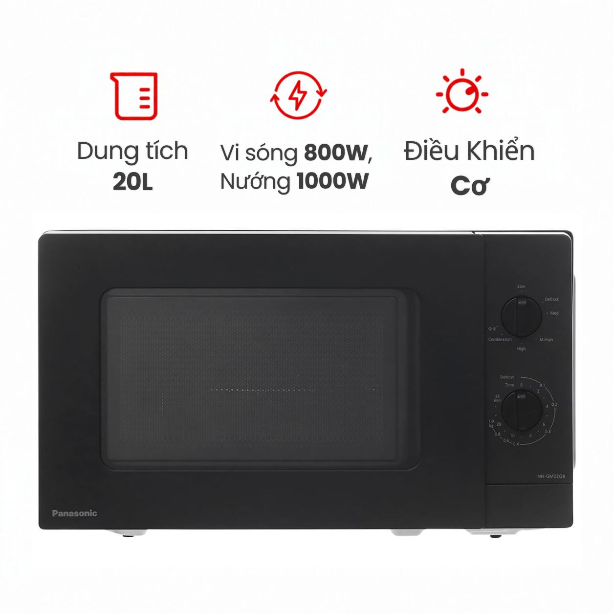 Lò vi sóng có nướng Panasonic NN-GM22QBYUE 20 lít