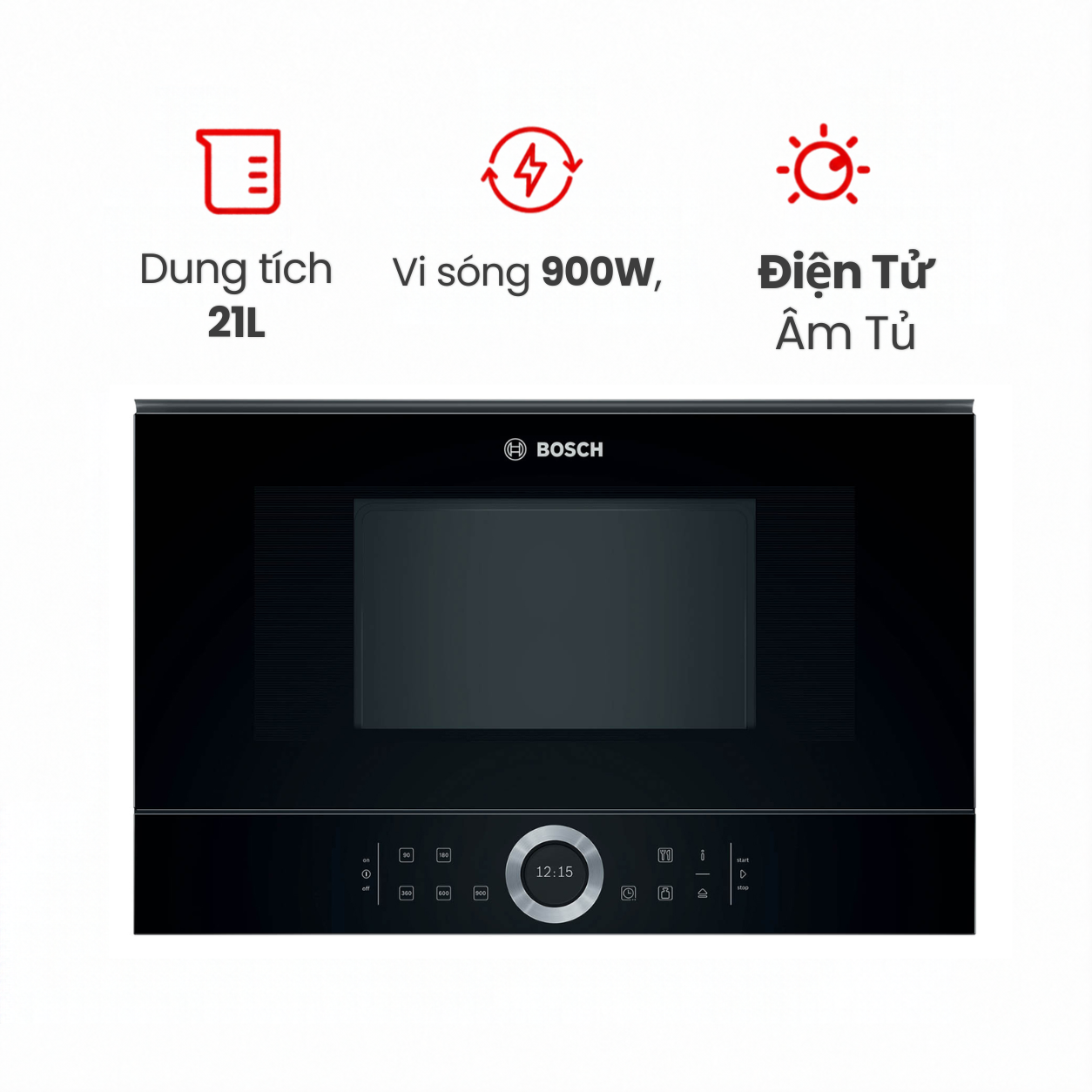 Lò vi sóng âm tủ Bosch BFL634GB1B Seri 8 900W 21 lít