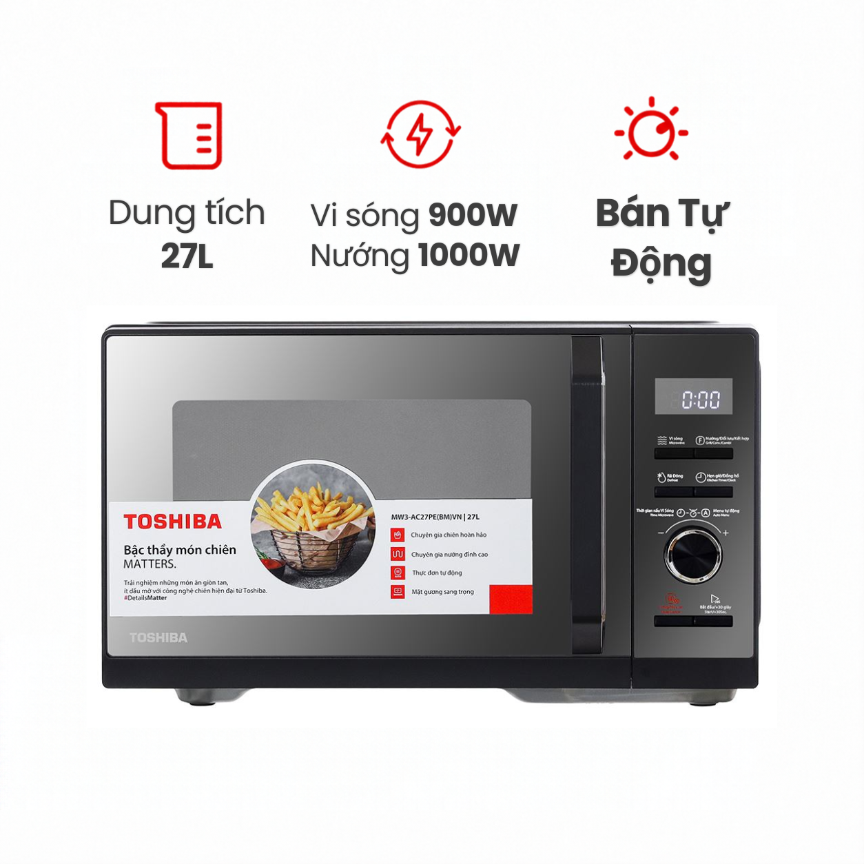 Lò vi sóng có nướng Toshiba MW3-AC27PE(BM)VN 27 lít