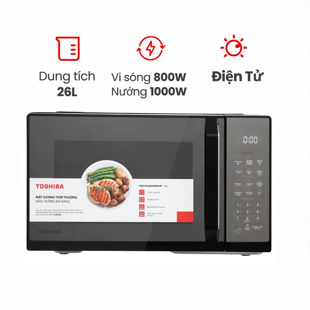 Lò vi sóng có nướng Toshiba MW3-EG26PE(BM)VN 26 lít