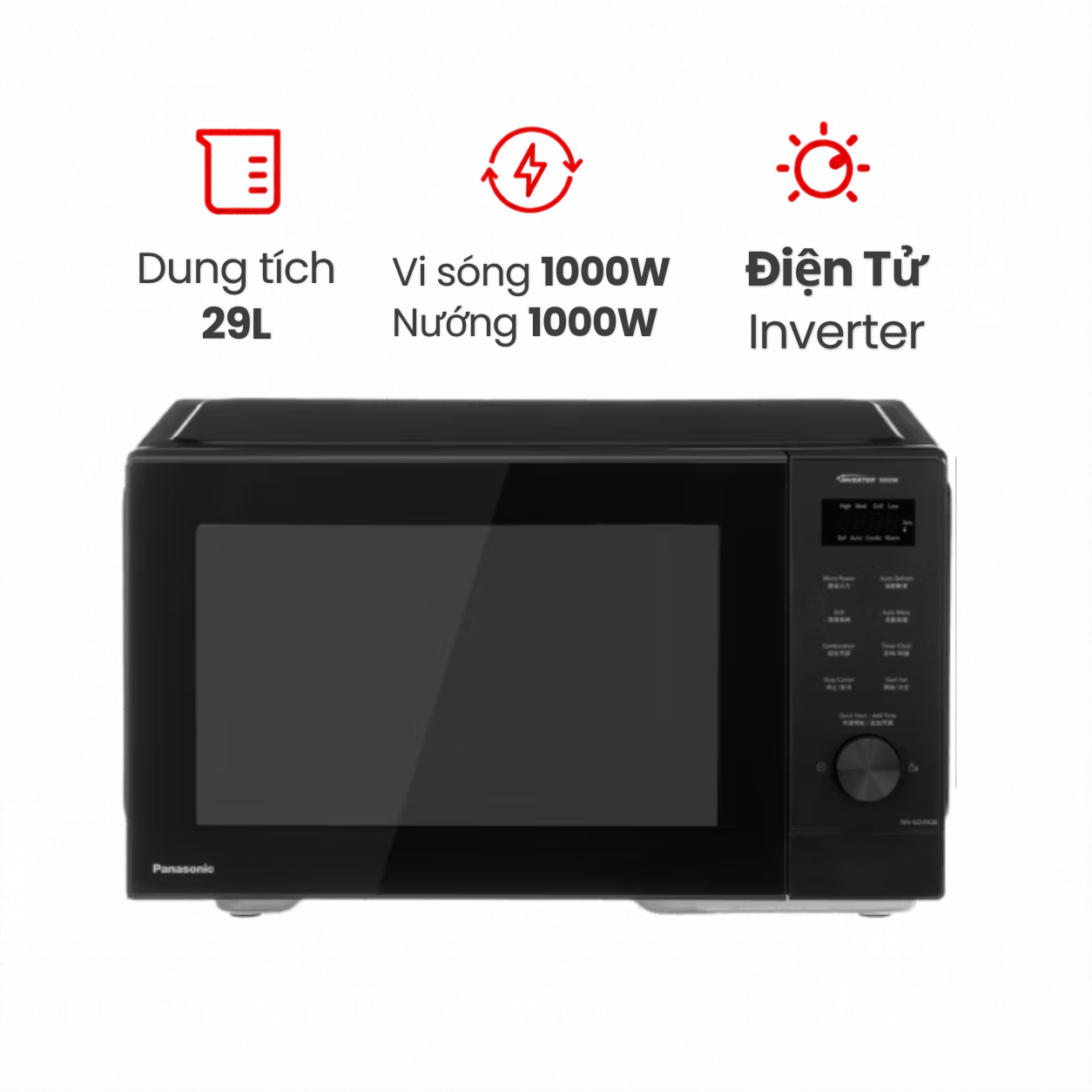 Lò vi sóng có nướng Panasonic NN-GD35QBYUE 29L công nghệ inveter