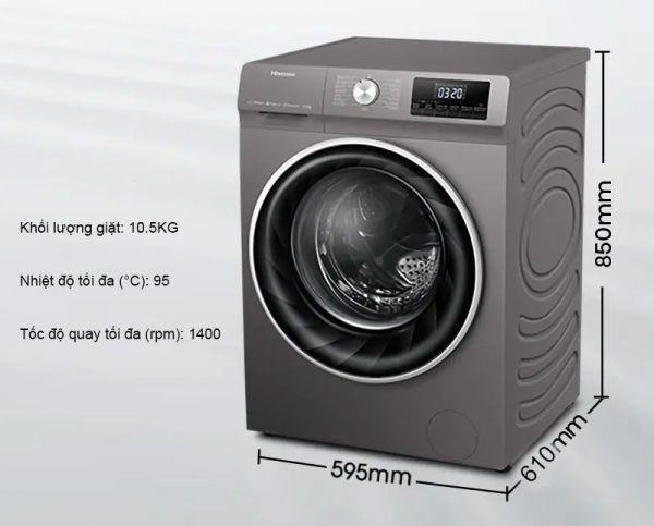 Máy giặt Hisense WFQY9514EVJMT cửa trước 9.5 kg