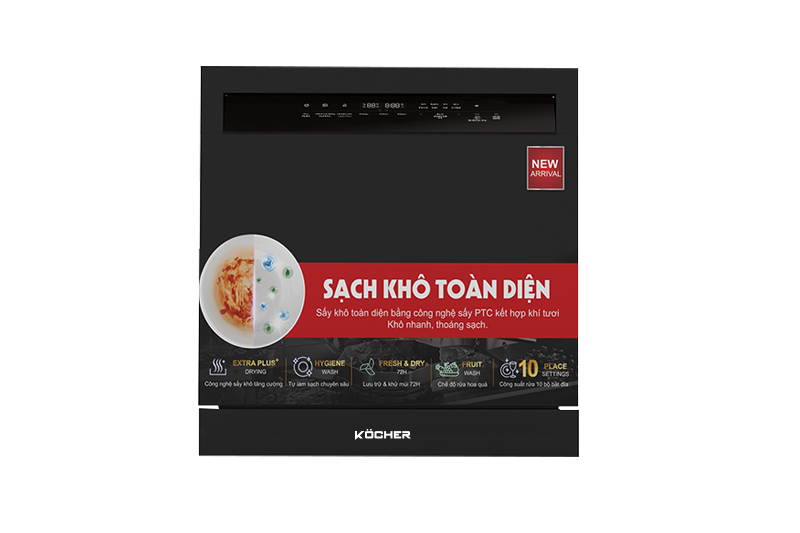 Máy Rửa Bát Kocher X10 Pro 10 Bộ Sấy Khô Diệt Khuẩn Lưu Trữ 3 Ngày
