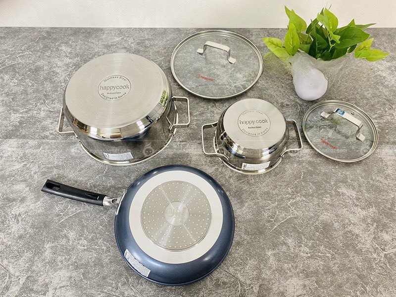 Bộ nồi Happy Cook Platinum HC05-CBPT chảo đáy từ