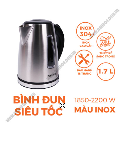 Ấm siêu tốc Nanoco NKT1762 1,7 lít