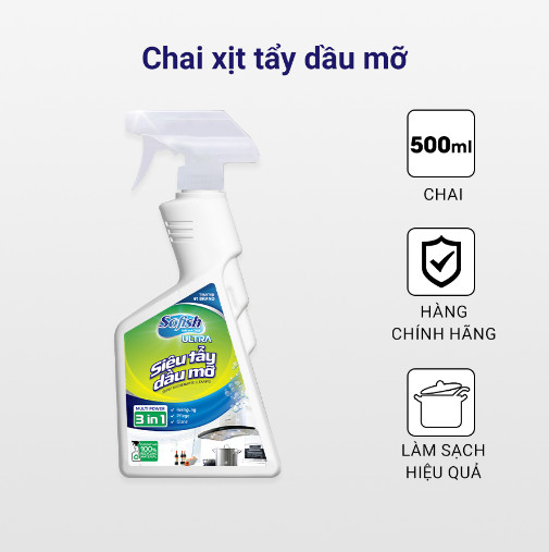 Chai xịt tẩy rửa dầu mỡ Sofish Ultra 3 in 1 SOFISHULTRA