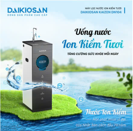 Máy lọc nước ion kiềm tươi Daikiosan DN304 7 cấp lọc nóng nguội lạnh 2 vòi