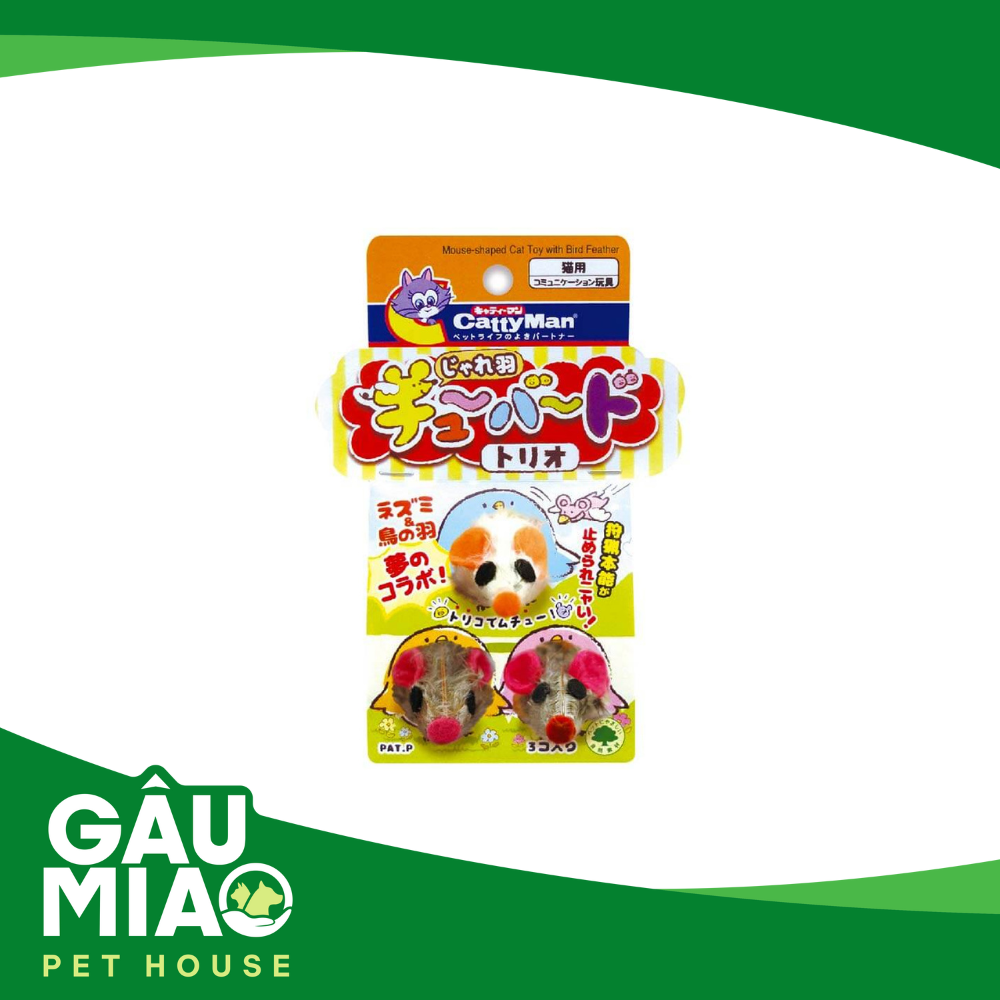 CattyMan Đồ chơi chuột lông gà M 3 con