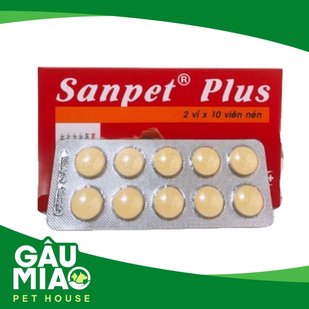 Hanvet Sanpet Plus 1viên/10kg- Viên tẩy giun tròn & sán dây ở chó