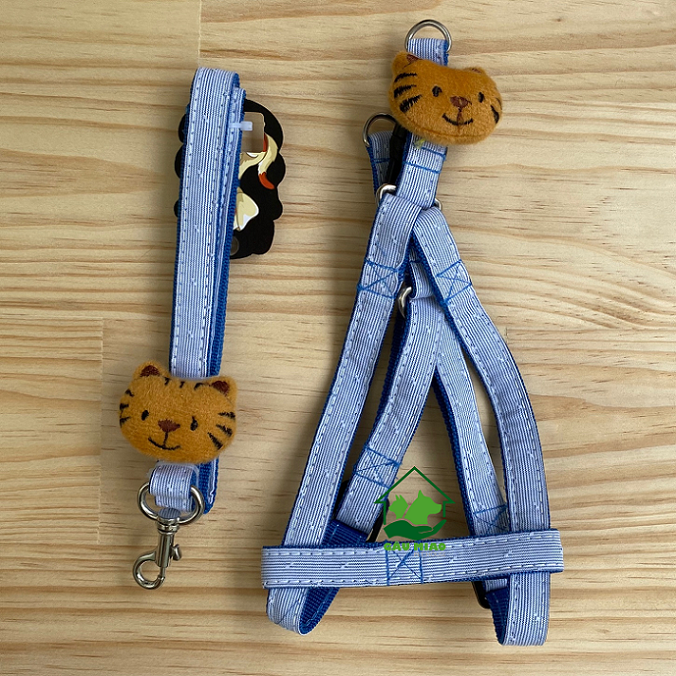 Bộ dây+yếm đính mèo bông s.M-1.5cm