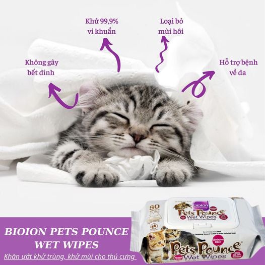 Bioion Pets Pounce Wet wipes 80 miếng