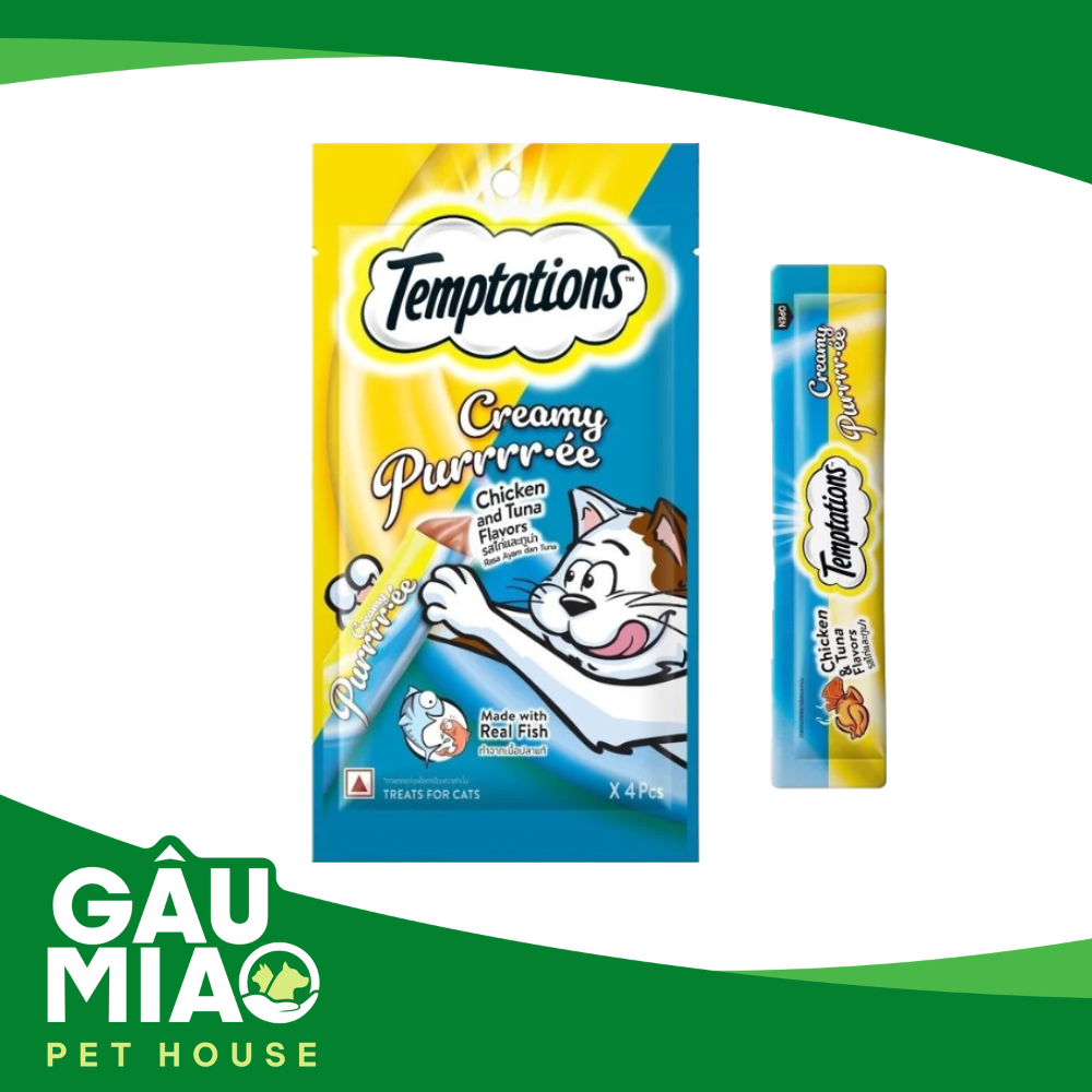 Creamy Purrrr.ée- Temptations sốt thưởng cho mèo (12gx4)