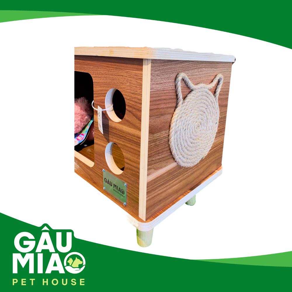 Nhà gỗ tivi cho chó mèo 56* 32.5*44cm