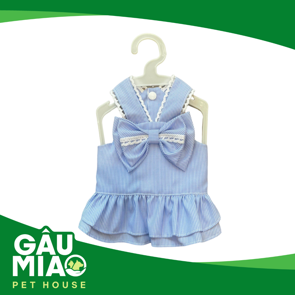 Đầm dây vai ren sọc xanh