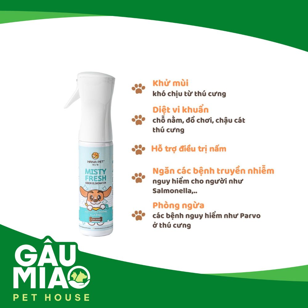 Hana Pet - Xịt diệt khuẩn khử mùi Misty Fresh Dog - 300ml