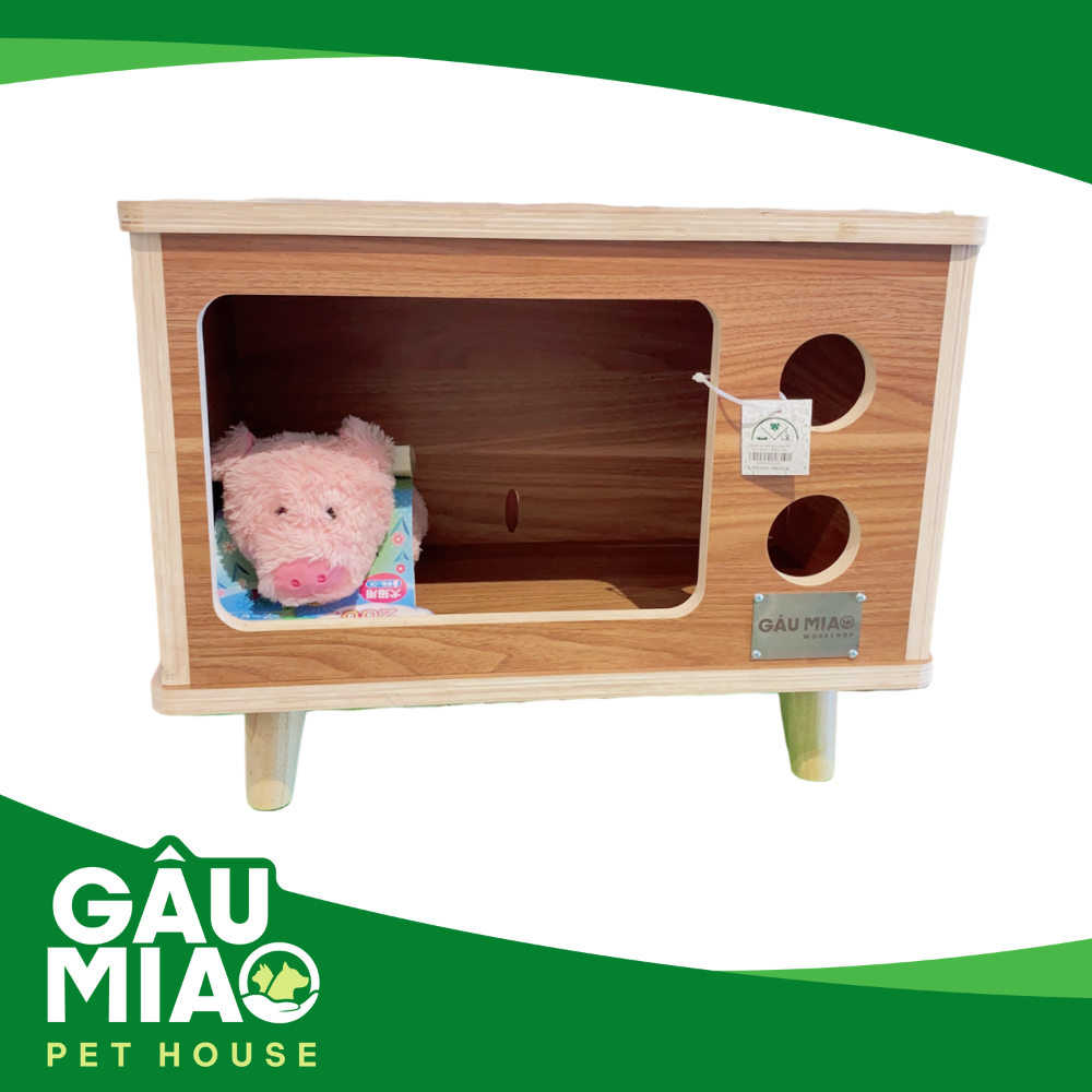 Nhà gỗ tivi cho chó mèo 56* 32.5*44cm