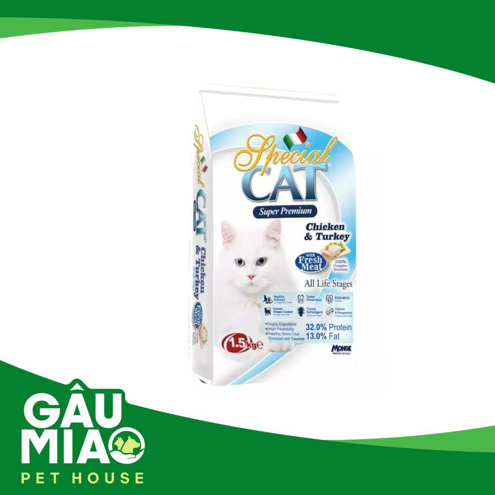 Monge Special Cat - Thức ăn cho mèo mọi lứa tuổi - Thịt gà và gà tây 1.5kg