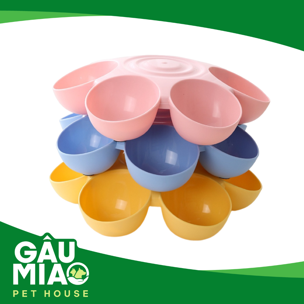 Chén ăn cho chó mèo nhiều ngăn hình bông hoa
