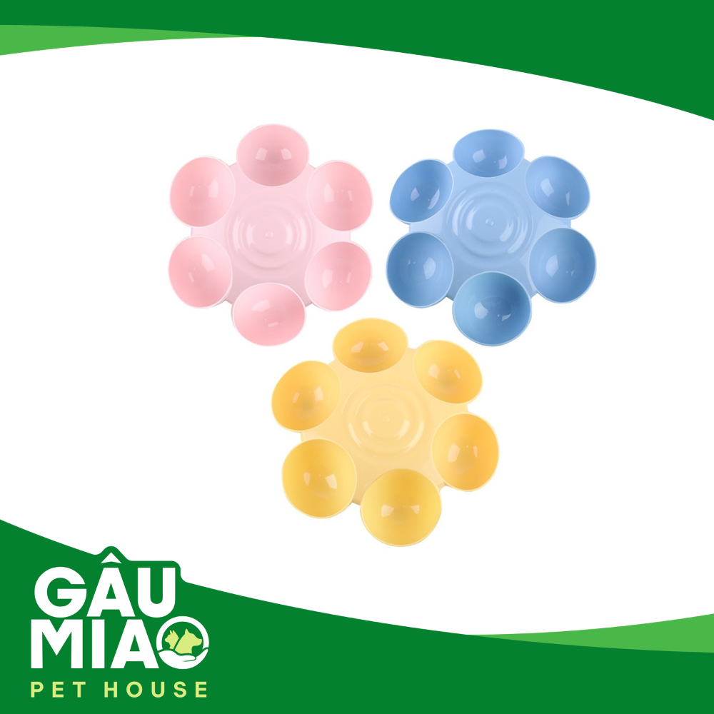 Chén ăn cho chó mèo nhiều ngăn hình bông hoa