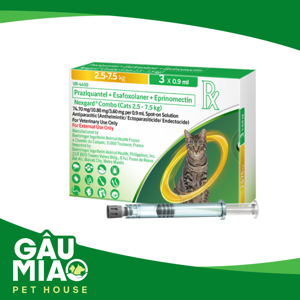 Nexgard Combo - Nhỏ gáy phòng & trị nội, ngoại kí sinh cho mèo