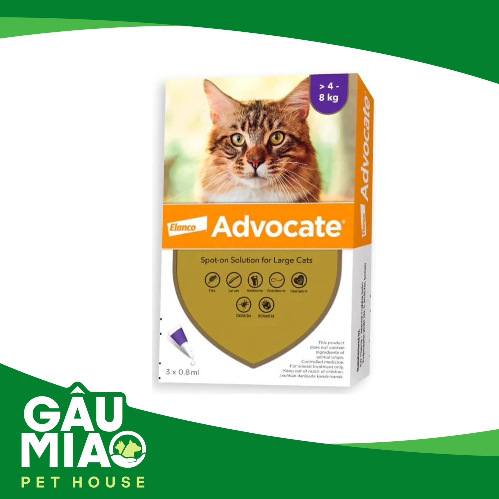 Nhỏ gáy Advocate cho mèo trị nội ngoại ký sinh trùng
