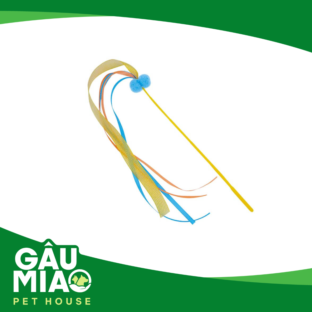 CattyMan-Đồ chơi Cần câu ruy băng lấp lánh cho mèo