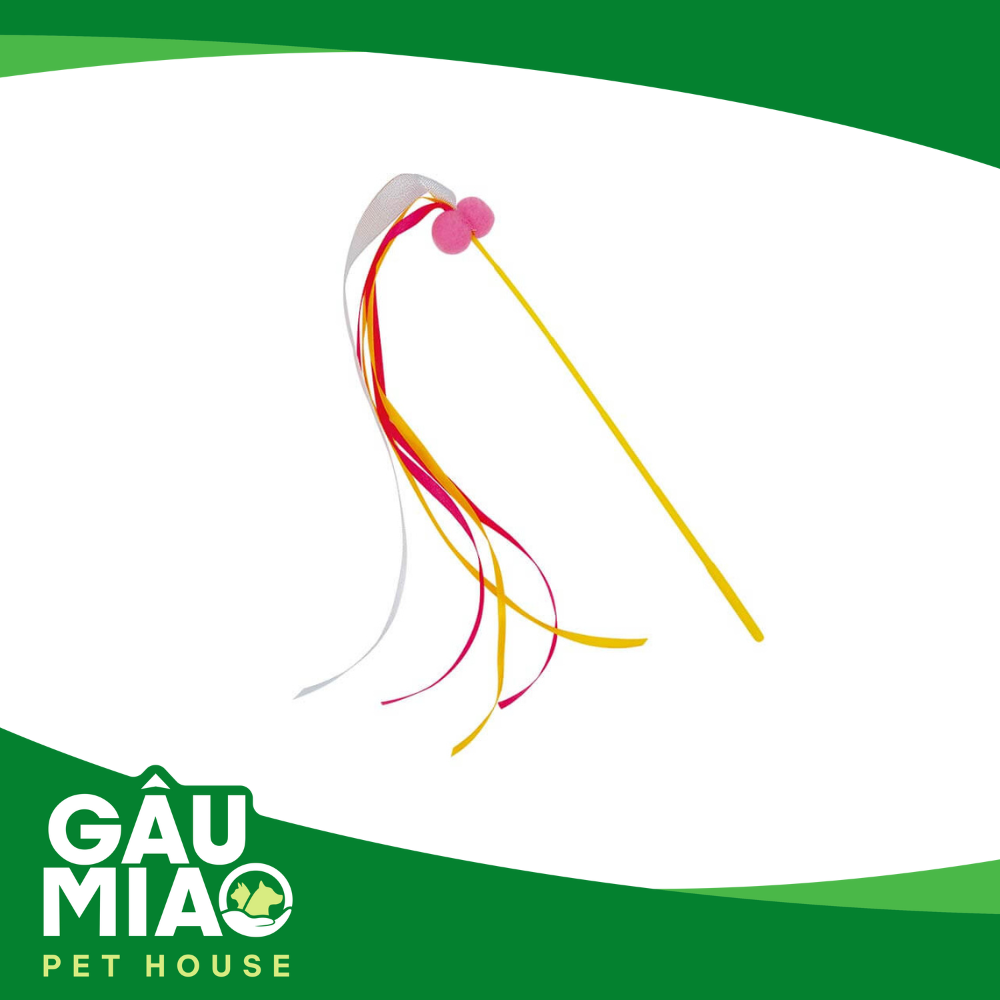CattyMan-Đồ chơi Cần câu ruy băng lấp lánh cho mèo