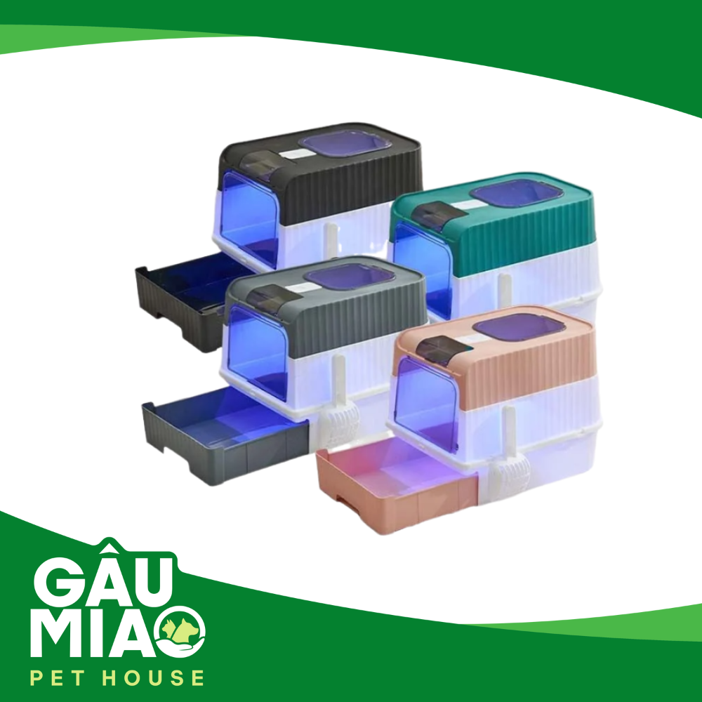 Nhà vệ sinh cho mèo hộp vuông có đèn UV