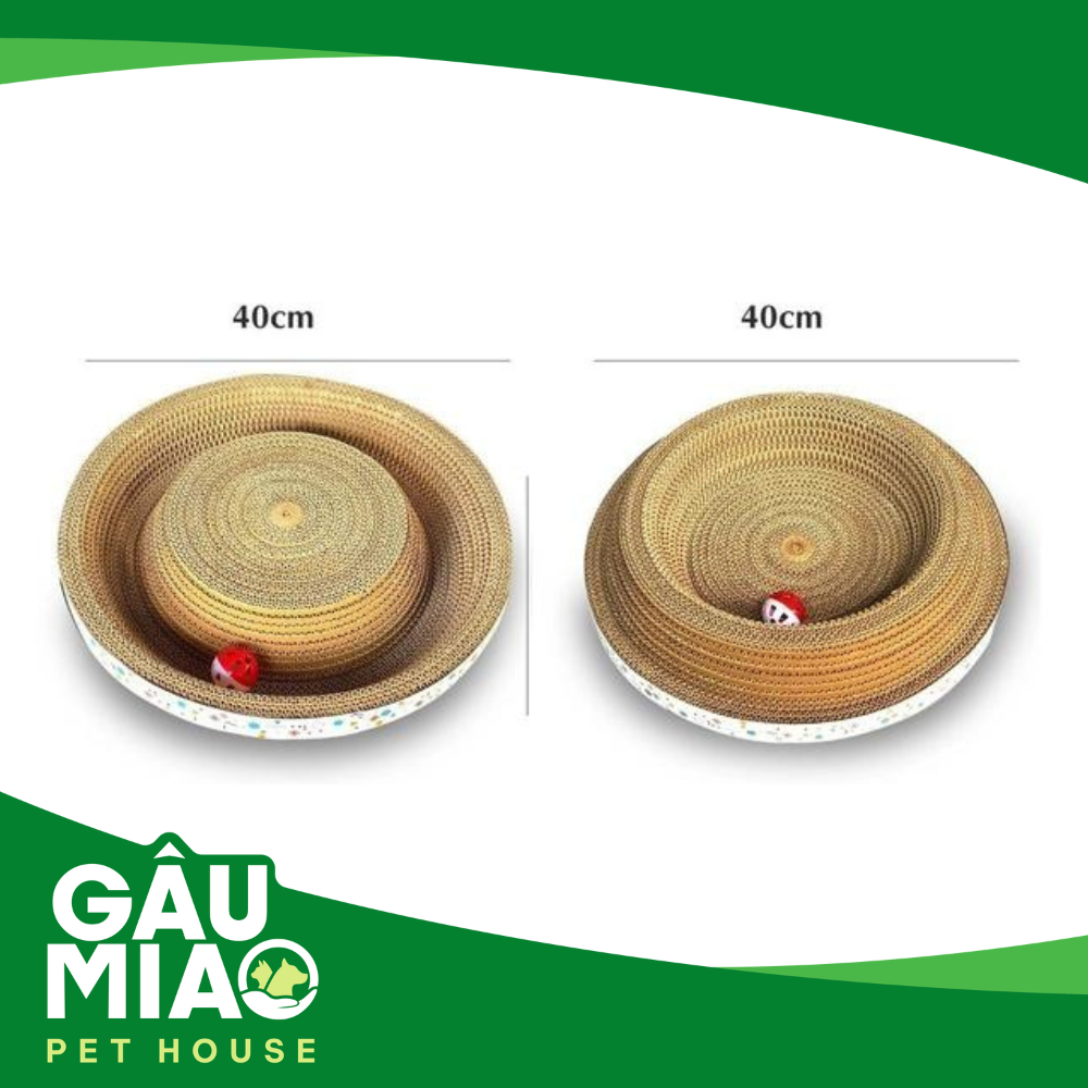 Bàn cào Ổ nằm giấy 2 mặt kèm đồ chơi cho mèo 40*8cm
