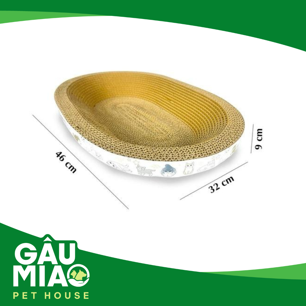 Bàn cào Ổ nằm giấy hình Elip cho mèo 46*32*9cm